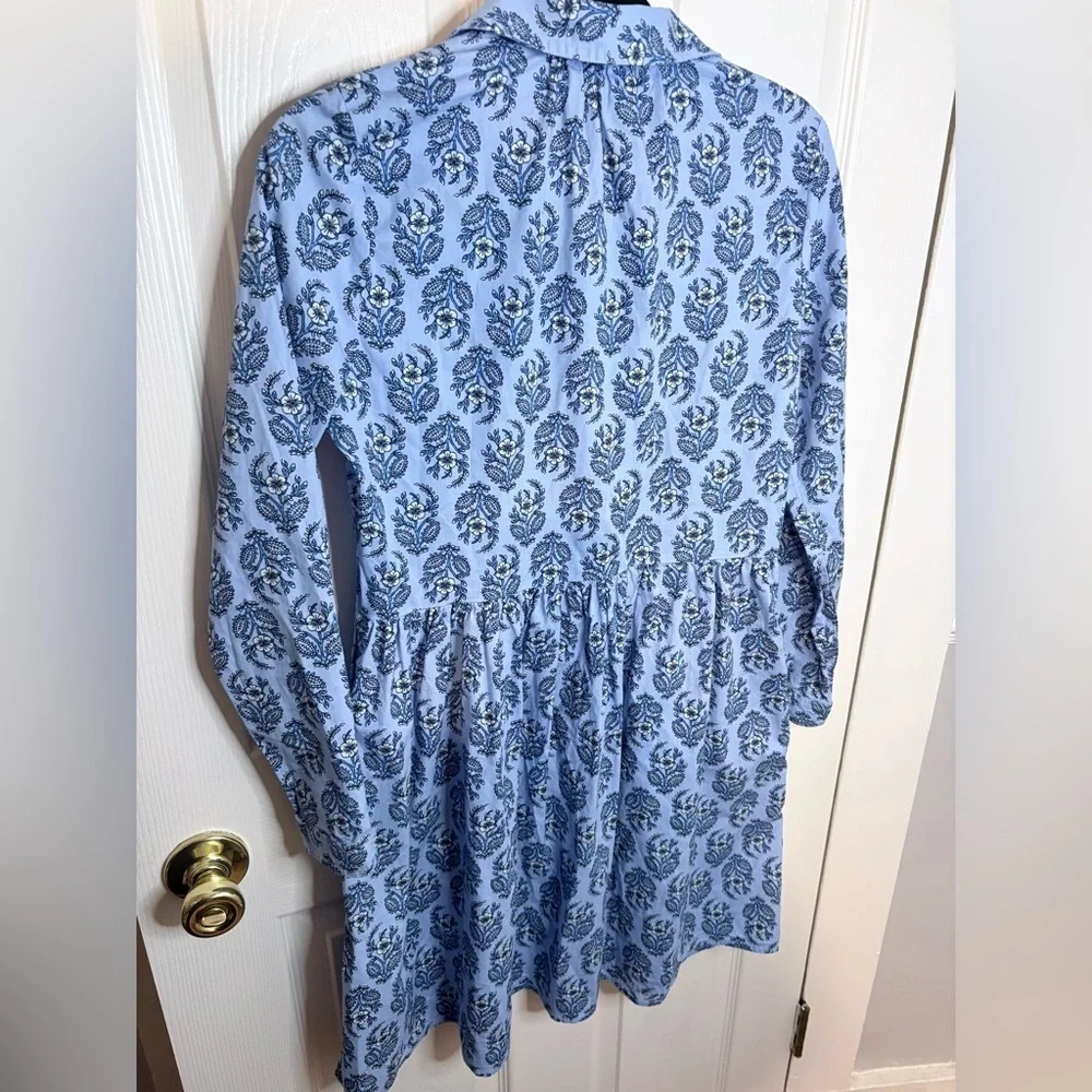 J.Crew Factory Blue Floral Button Front Shirt Dress | Size 0